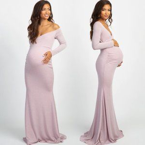NWT PinkBlush Metallic Maternity Photoshoot Dress